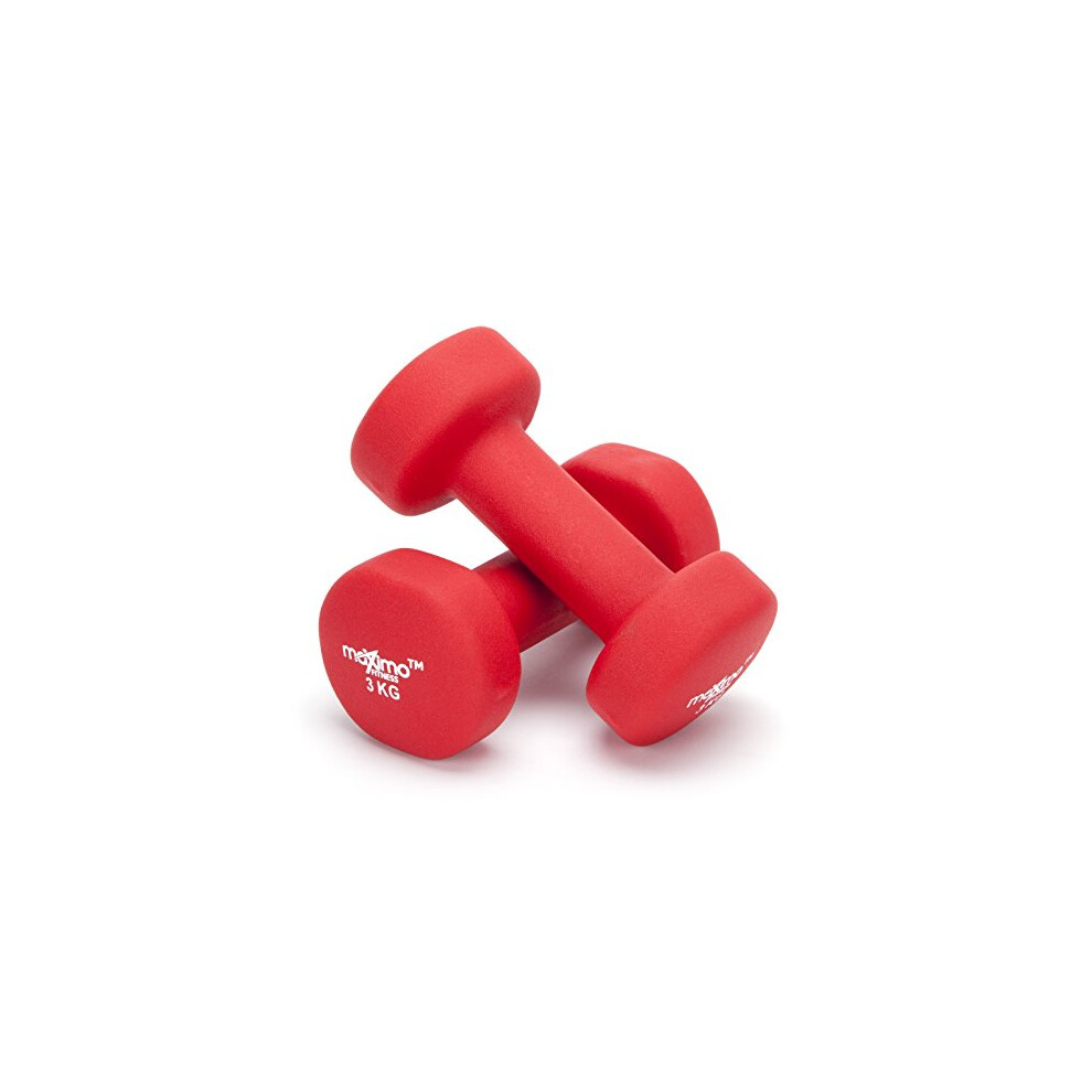 Maximo Fitness Neoprene Dumbbell Weights Sold As One Pair 05Kg 1Kg 2Kg 3Kg 4Kg 5Kg Perfe