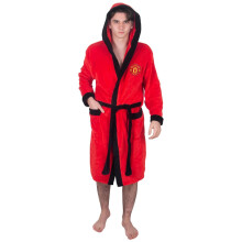 Manchester United FC Official Gift Mens Fleece Dressing Gown Robe Red XXL