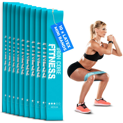 10Pack Set Medium Resistance Booty Bands – Latex Mini Loop Bands for Workou