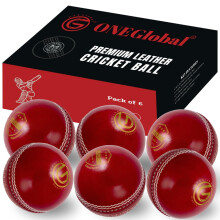 ONEGlobal Select Leather Cricket Ball 100 Handcrafted 156g 55oz 4Piece Construction Ideal for T20 Net Practice Training etc