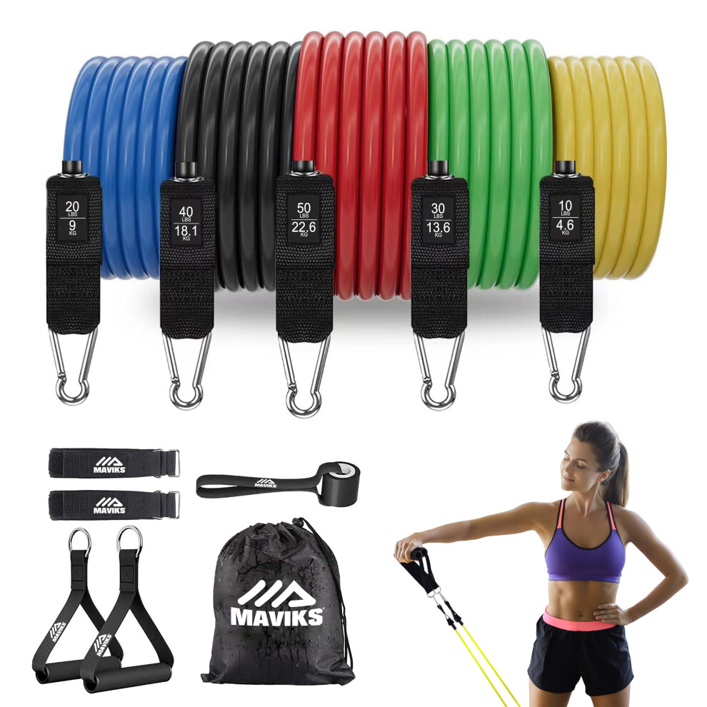 Maviks Exercise Bands Resistance Bands For Working Out Set Of 5 Bands Elast
