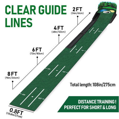 Golf Putting Mat Set width 1128cm x Length 108275cm with Return Track Indoo 2