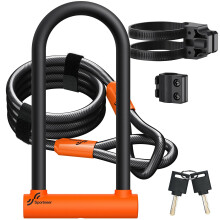 Sportneer Bike Lock 18mm Heavy Duty Bike U Lock Plus Size with 6Ft18M High