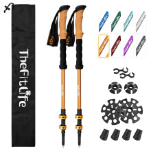 TheFitLife Trekking Poles Lightweight 7075 Aluminum Hiking Sticks with Cork Grips Adjustable Telescopic Design Metal Flip Lock for Men Women Perf