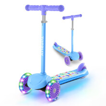 TONBUX 3 Wheel Tri Scooter Easy Folding System Height Adjustable Handlebars Tilt To Turn Steering Kids Aged 3 Years Blue