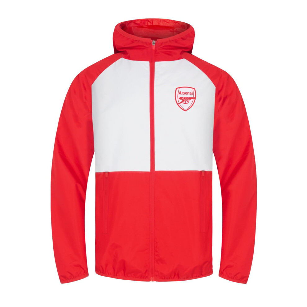 Arsenal F.c. Arsenal Fc Official Football Gift Mens Shower Jacket Windbreaker Xl White