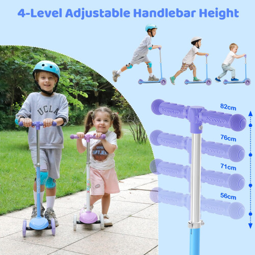 TONBUX 3 Wheel Tri Scooter Easy Folding System Height Adjustable Handlebars 1
