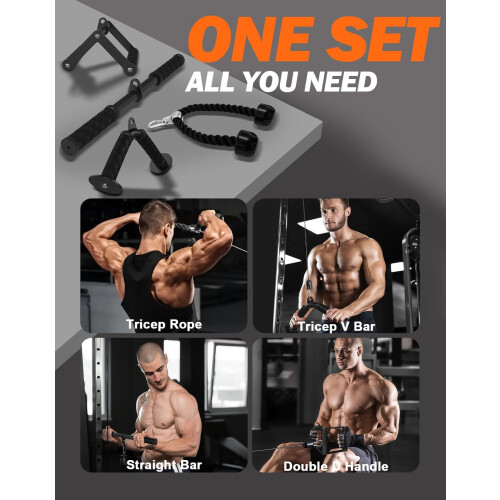 Fitarc Cable Machine Attachment Set Lat Pulldown Attachments for Home Gym Equipment Tricep Pull Down Attachment for Home Gym Accessories Lat Pull Do 2