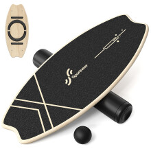 Balance Board Wood Sportneer Indoor Board Skateboard Indoor Surfboard Trickboard and Balance Trainer for Children and Adults