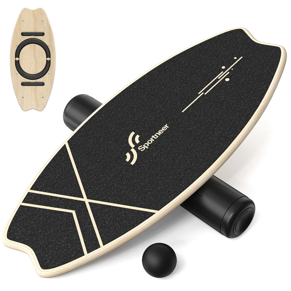 Sportneer Balance Board Wood Indoor Board Skateboard Indoor Surfboard Trick