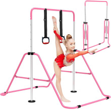 OZE SPORTS Kids Gymnastics Bar Kip Trainer with Rings – Adjustable Height S