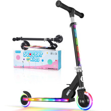 BELEEV V2 Scooters for Kids with LightUp Wheels Stem Deck 2 Wheel Folding Scooter for Girls Boys 3 Adjustable Height Pattern Deck Kick Scooter for