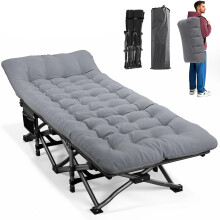 ATORPOK SHOP Camp Beds for Adults with Cushion Portable Tent Comfortable Travel Camping Cot for Sleeping cot with Carry Bag Supports 450 lbs Gray