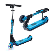 Xootz Kids Elements Electric Foldable Scooter LED Light Up Wheel and Collapsible Handlebars Age 6 Blue