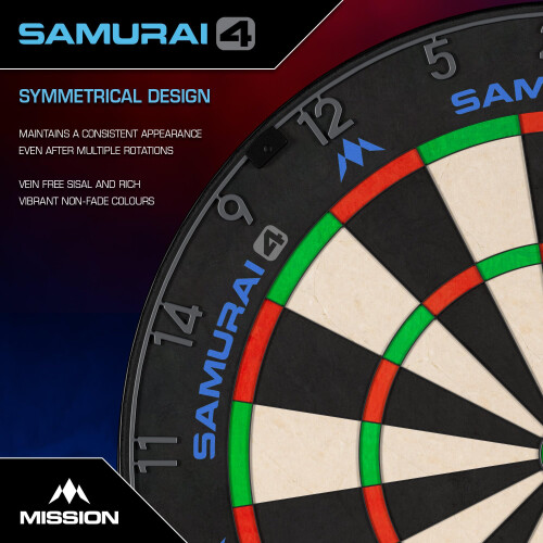 Mission Darts  Samurai 4  Professional Bristle Dartboard  Knife Wire  White 2