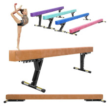 SportBob Gymnastics Beam 8ft High and Low Floor Balance Beam with 5 heights Adjustable Gymnastics Balance Beam for Kids Children Girls Training Home