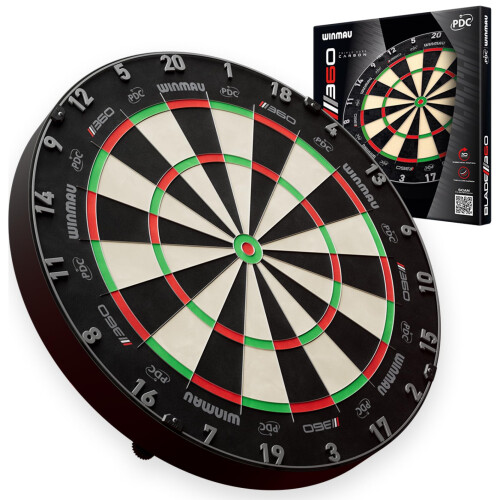 winmau WINMAU Blade 360 Triple Core Carbon Dartboard Bundle – Includes Blade 360 D 1