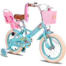 STITCH Little Daisy 14 Inch Kids Bike for 35 Years Girls with Stabilisers Doll Seat 14 Inch Girls Bike with Basket StreamersBlue