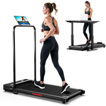 Folding Treadmill Walking Pad Foldable Treadmills with Handle for Home Office Under Desk Running Machine Portable Compact Flat Mini Small Fold Away