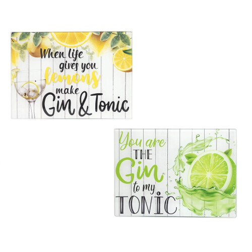 2 Gin Tonic Worktop Saver Chopping Boards Glass Non Slip 2