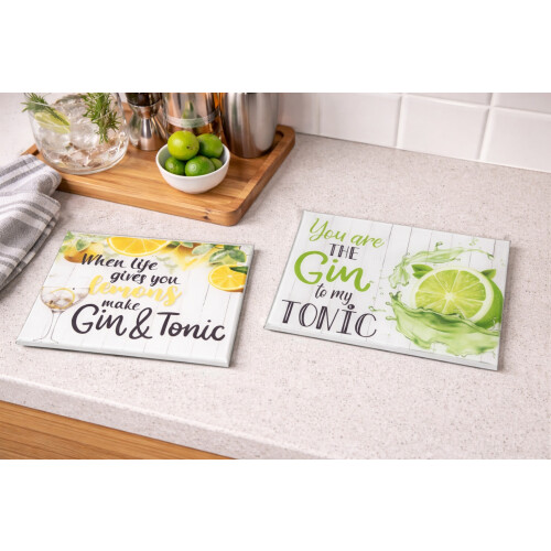 2 Gin Tonic Worktop Saver Chopping Boards Glass Non Slip 1