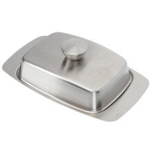 Stainless Steel Butter Dish with Lid, Smooth Edge Multipurpose Plate for Bread, Fruit, Kitchen Storage
