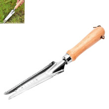 5in1 Stainless Steel Weeding Tool with Ergonomic Wooden Handle for Planting Digging Cutting