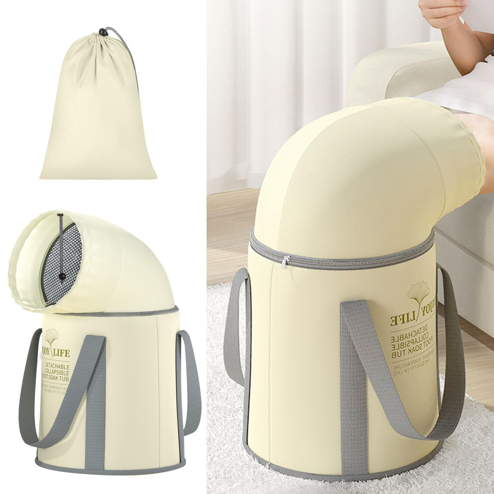 Collapsible Foot Soak Tub with Detachable Knee Cover, Large Capacity Adjustable Height Foot Spa Bucket
