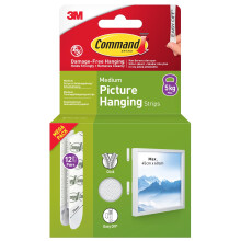 Command Picture Hanging Strips, Medium - 12 Pairs (24 Strips) Adhesive Strips, White - Damage Free Hanging for Pictures, Frames, Mirrors, Wall dé