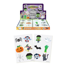 Henbrandt 48 x Mini Temporary Tattoos for Children 12pc Packs Kids Halloween Party Bag Favours Loot Bag Fillers Spooky Lucky Dip Trick or Treat F
