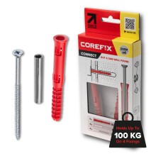 Corefix 4 x 120mm Heavy Duty Dot & Dab Wall Fixings - Plasterboard Over Blockwork Wall Plugs & Screws - For TV Wall Bracket, Radiators, Shelving & Mo