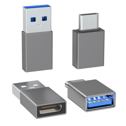 4-Pack USB C to USB Adapters, with 2 Type C Female to A Male Converters & 2 USB C Male to USB Female Connectors, Compatible with iWatch, iPhone 1