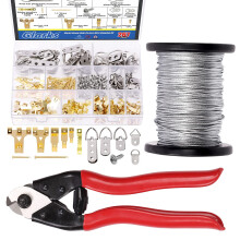 Glarks 267Pcs Heavy Duty Picture Wire Hanging Kit, 164Ft Braided Picture Wire and 8" Cable Cutter with Screws, Assorted Picture Hangers Set for H