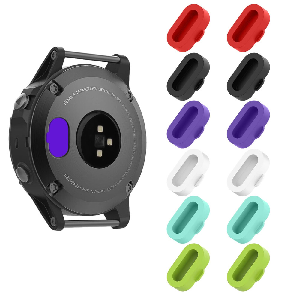 Seminer Anti-Dust Plugs Compatible With Garmin Venu 2, Colorful Silicone Charger Port Protector Caps Compatible With Garmin Fenix 7/7S/7X