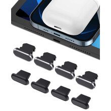 AUZOSL 8 Pieces Anti Dust Plugs Compatible with iPhone 14 Pro Max, 4 Metal + 4 Silicone Dust Plugs Dust Cover Port Cap Protector for iPhone 13, 1