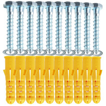 M10x50mm Heavy Duty Masonry Brick Wall Fixing plug + Coach Screw Zinc Plated and Washer,Strong Nylon Wall Plug Steel Bolt KIt for Tv Bracket Aeri