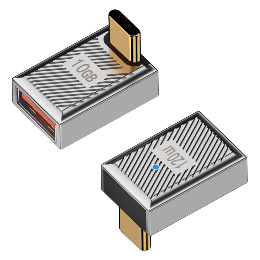 Duttek 90 Degree Usb To C Adapter-2 Pack, Usb Extender, Zinc Alloy Usb 3.1 Type C To Usb Adapter, Usb A To Usb C Otg Adapter 120W, 10Gbps For Lap 36151967