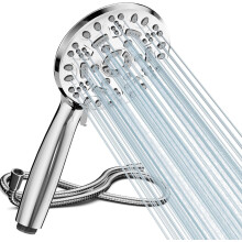 Cobbe Shower Head with Hose, High Pressure Shower Heads with 8 Spray Modes, Universal Bathroom Water Saving Shower Head Set, Large Powerful Flow