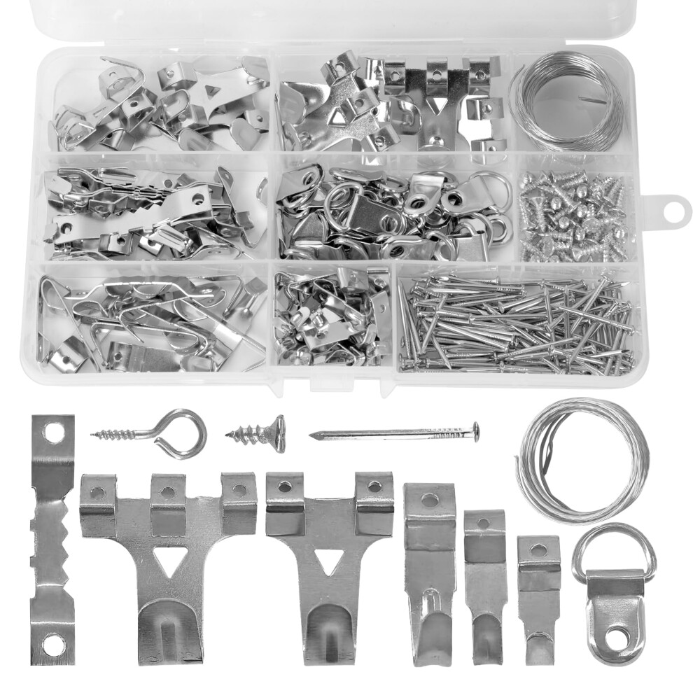 250Pcs Picture Hooks For Hard Walls Picture Hanging Kit Heavy Duty Picture Frame Hangers Set With Picture Hanging Wire, Nails, Sawtooth Hangers, 13750718