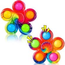 SCIONE 2PCS Fidget Spinner Pop It,Tie Popper Fidget Spinner,Push Bubble Sensory Party Bag Fillers,Fidget Toy for Kids Adults,Pop Hand Spinner for