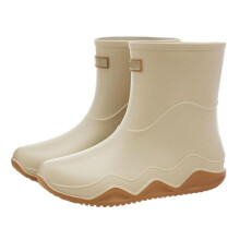 Men's Waterproof Rubber Rain Boots with AntiSkid Sole, Short Ankle PVC Work Boots for Fishing and Garden, Apricot 8.5
