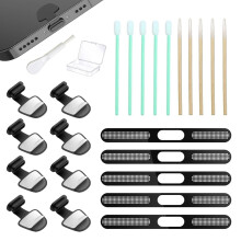 BelleVive 8-Pack Dust Plugs, Phone Accessories for iPhone 16 15 plus/pro max, USB-C Cover Cap, USB-C Port Cleaner, Phone Speaker Cover, with Clea