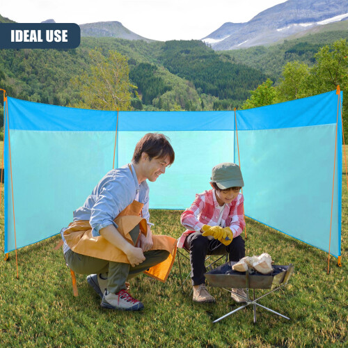 GEEZY GEEZY Windbreak for Camping Beach with Strong Poles Guy Lines Pegs Carry Bag 3 Panel 1