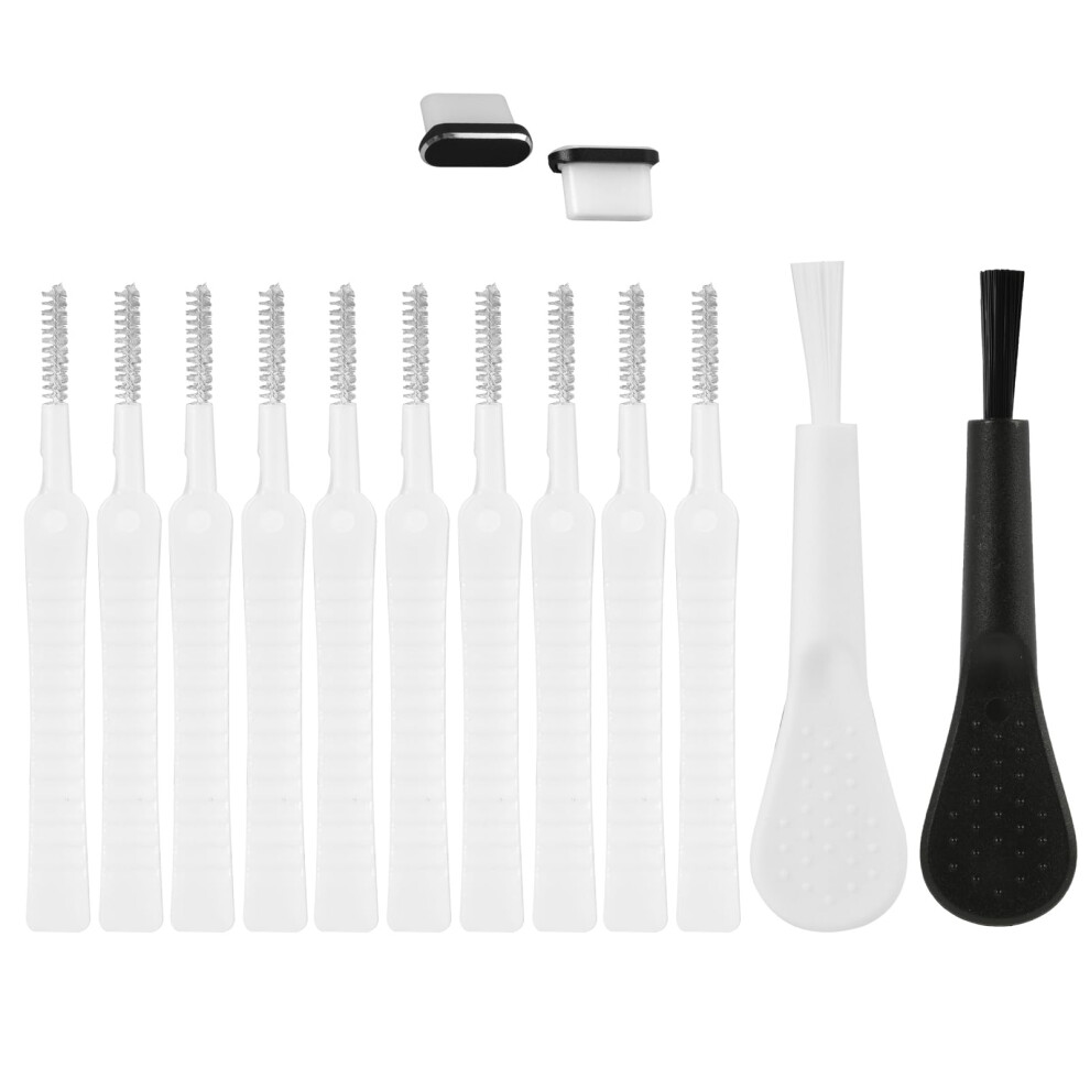 14Pcs Phone Charging Port Cleaning Kit Â 10 Mini Brushes + 2 Round-Handle Brushes + 2 Type-C Dust Plugs, Anti-Dust Cleaner For Usb-C Device Black 85928053
