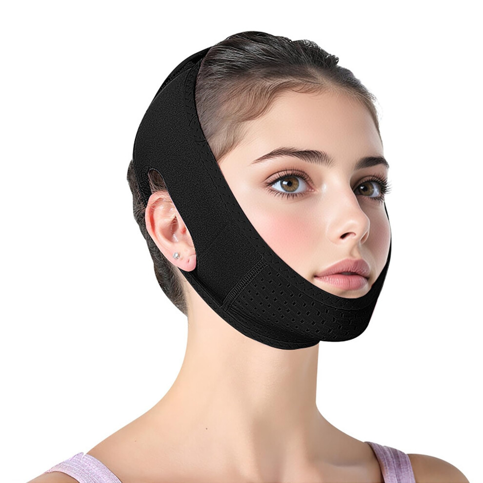 Probuk Reusable V Line Lifting Mask, Ice Cool Chin Strap For Double Chin And Jawline, Adjustable Bandage For Firming And Tightening Sagging Skinï¼Black01