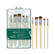 EcoTools Daily Defined Eye Brush Kit + Storage Tray, Eco-Friendly Makeup Brushes For Liquid, Powder, & Cream Eyeshadow & Eyeliner Application, Sy