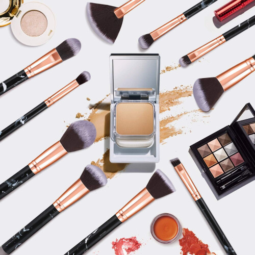 Makeup Brushes 10Pcs Marble Makeup Brush Set Foundation Powder Blush Blending Eyeshadow Brushes Sets 1