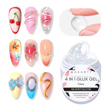 Makartt Builder Gel for Nails - 3D Nail Gel 4 in 1 Non-sticky for Extension Rhinestone, Superglue Nail Glue Extra, Nail Charms Poly Extension Har
