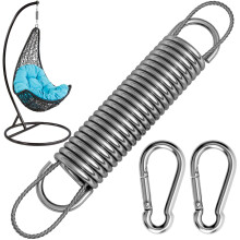 Hanging Chair Spring Swing Spring with 300 kg Load Capacity - 2 M10 Carabiners, 1 Rotating Ring & 1 Spring - Stainless Steel 304 Suspension for H