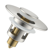 Hibbent Sink Plug Suitable for 25mm to 46mm, Pop up Sink Plugs with Drain Strainer, Brass Bounce Core Push-Type Drain Plug, Universal Sink Stoppe